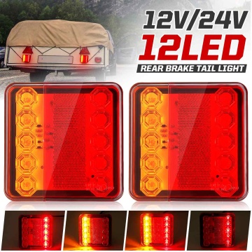 2pcs 12V 24V 10 LED Car Truck Tail Light Taillight Rear Stop Brake Light Indicator Signal Lamp Boat Trailer Caravan Van Lorry