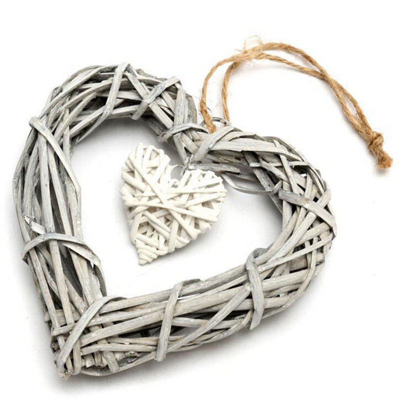 Fashion Romantic Wicker Rattan Hanging Heart Wreath Wedding Love Supplies Home Decoration Party Ornament Set Heart Pendant