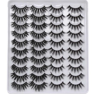 20 pairs 3D Natural Faux Mink False Eyelashes Thick Eyelashes Crisscross Full Strip Lashes Extension Makeup Handmade Eyelashes