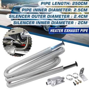 250cm Air Heater Exhaust Muffler Pipe Silencer Diesel Parking Heater Gas Vent Hose Tube For Webasto Eberspacher Propex