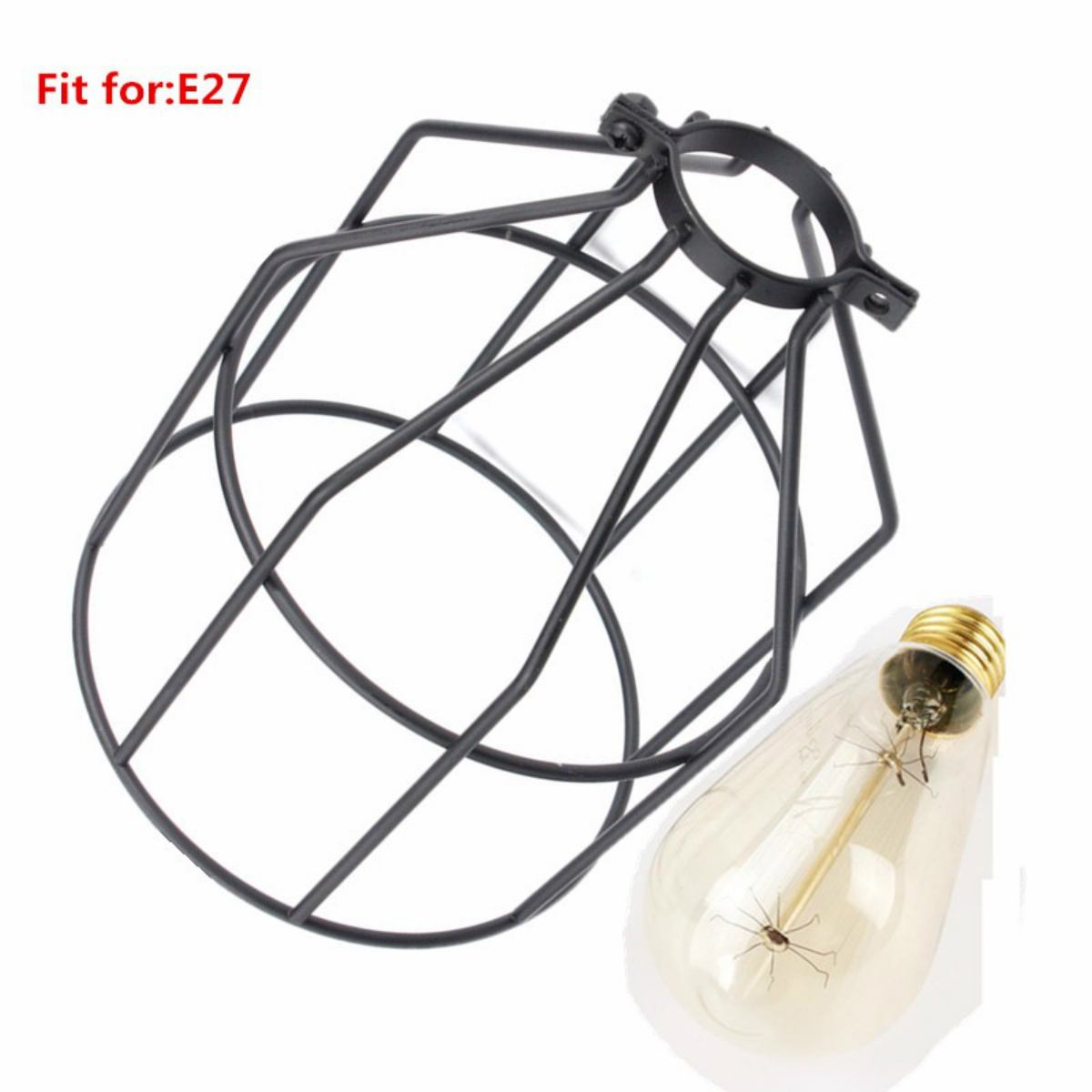 E27 Vintage Steel Bulb Guard Clamp On Metal Lamp Cage Retro Trouble Light Industrial Lamp Covers Lamp Shades Lanterns
