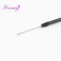 15pcs Black color plastic handle hook needle threader loop pulling needle for micro hair extensions tools