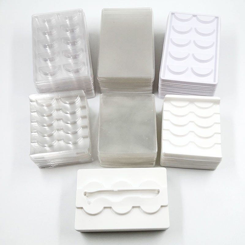 NEW wholesale price 50pcs Eyelashes plastic Trays white Transparent 25mm Mink Lashes Tray Holder Empty rectangle eyelash Trays