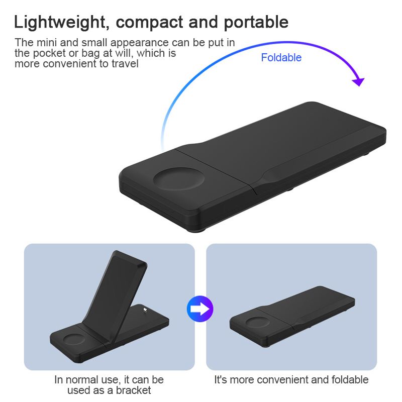 Foldable Wireless Charger Qi 15W Fast Wireless Charging Dock Station 3 in 1 For iPhone 11 XS XR X 8 for Apple Watch for Airpods