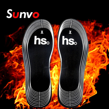Sunvo Winter Heated Insoles with Battery Carbon Fiber Heating Foot Pads Warm About 50 Degree Heatable Insole Sole for Women Men