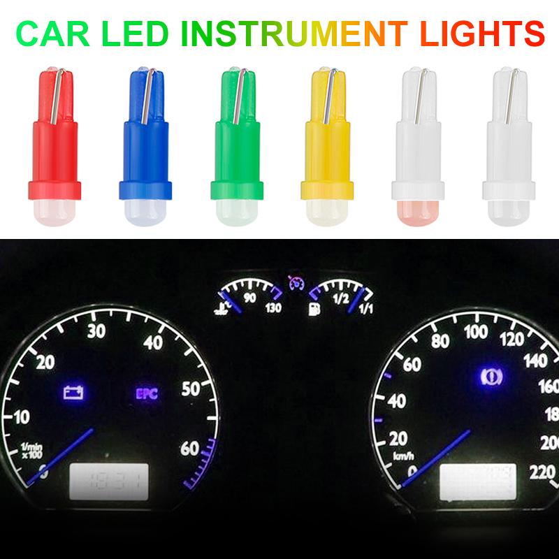 10pcs Car LED Bulb Durable T5 COB 1LED DC 12V 1W Signal Light Instrument Panel Lights Indicators Lamp Led Tube Auto Product