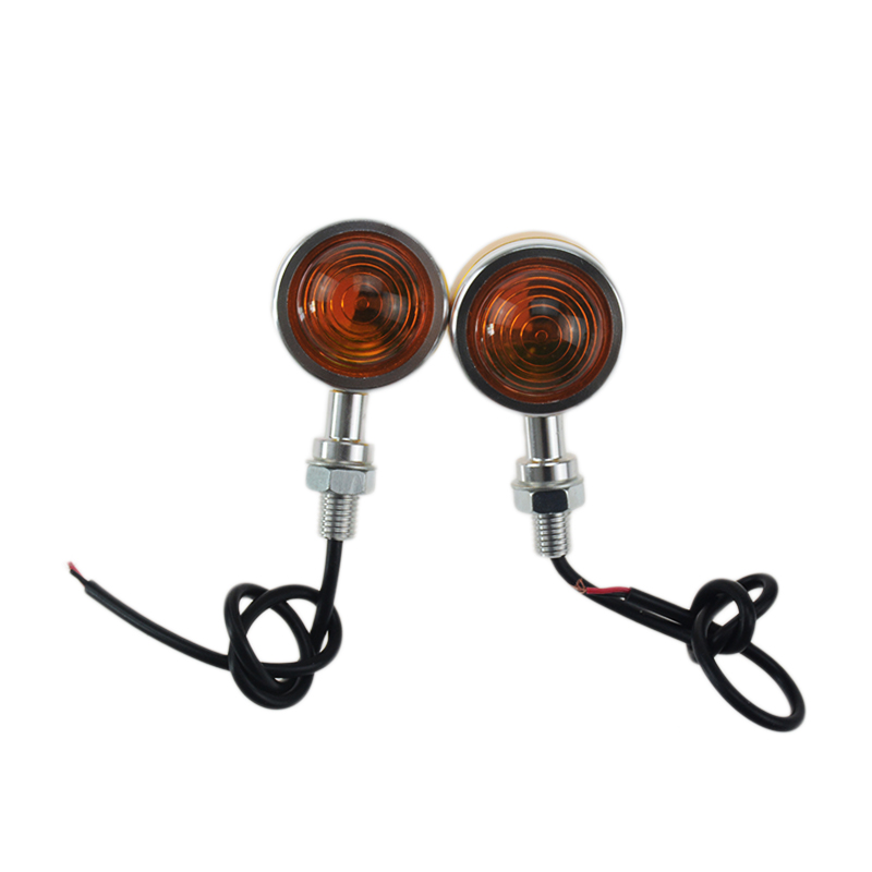 New Universal Motorcycle One Pair Two Sides Yellow Turn Signal Indicators Blinkers LED Lights Cafe Racer Custom