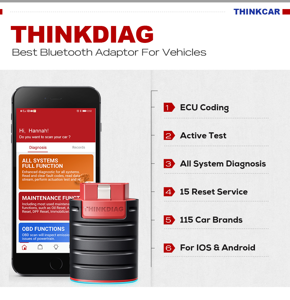 ThinkDiag Bluetooth diagnostic scanner full systems diagnostic tool ECU Coding active test obd2 scanner pk x431 easydiag 3.0
