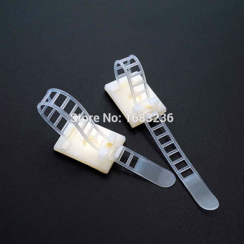 25X Black White Adjustable Self Adhesive Cable Clamp Clips Wire Cord Power Line Holder Management Organizer Ties Fixer Trim Wrap