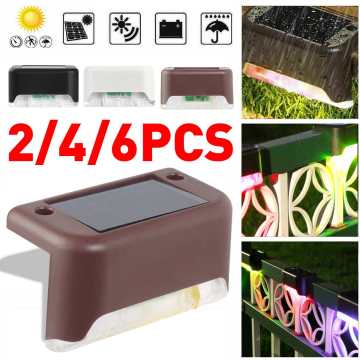 2/4/6PCS Colorful LED Solar Lamp Path Stair Outdoor Waterproof Wall Light Garden Landscape Step Stair Balcony Fence Solar Lights