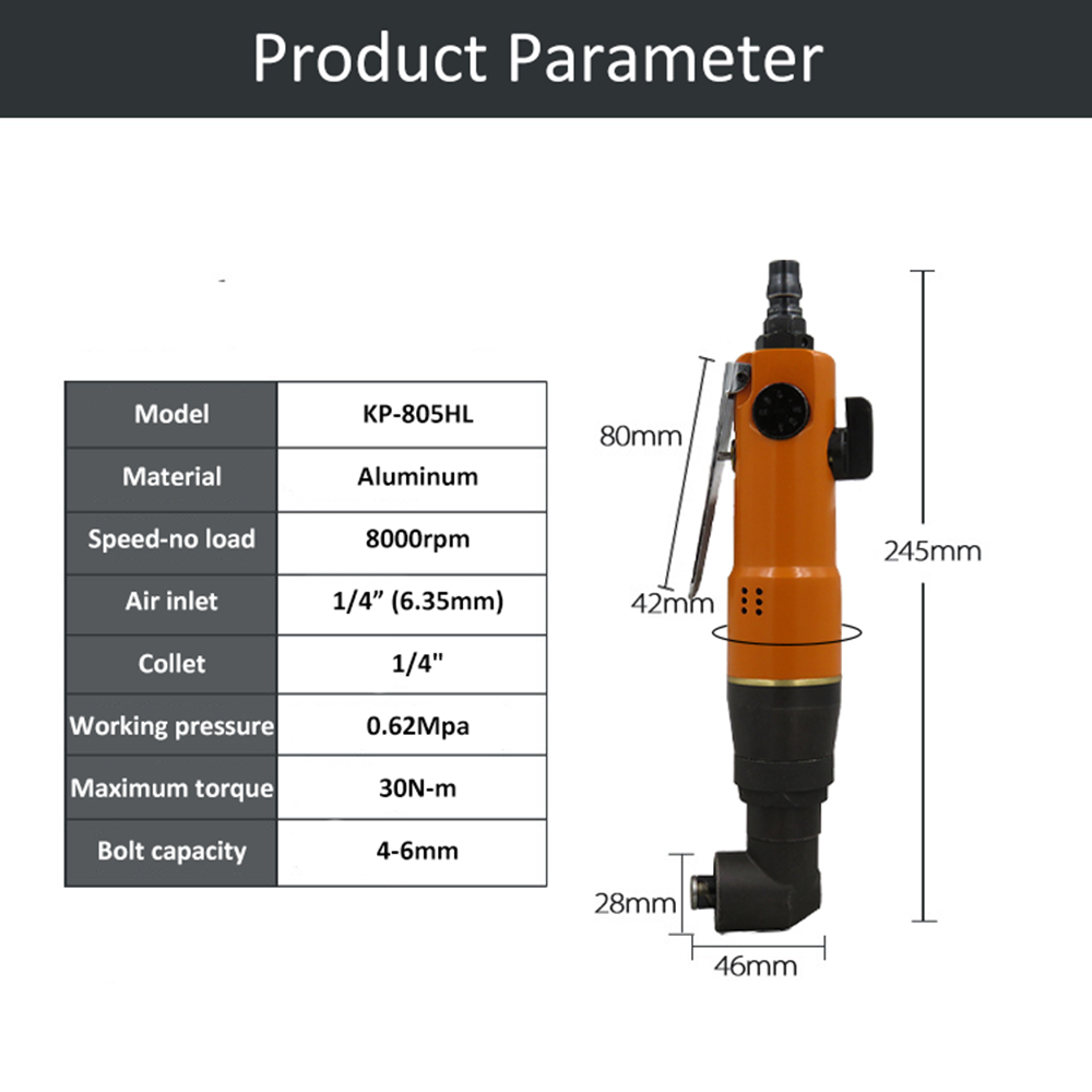 90 Degree Air Screwdriver Air Die Grinder 1/4 inch Pneumatic Angle Die Grinder Machine Air Screw Driver for Woodworking Tool