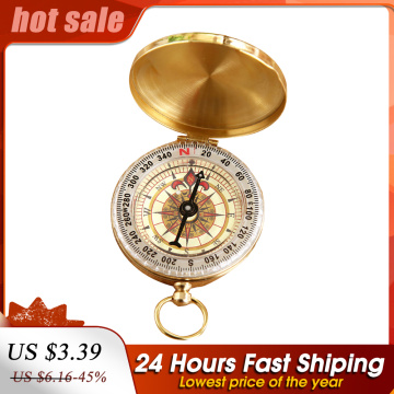 Brass Pocket Compass Best Camping Survival Compass Classic Pocket Style Glow In The Dark Survival Gear Luminous Pocket Compass