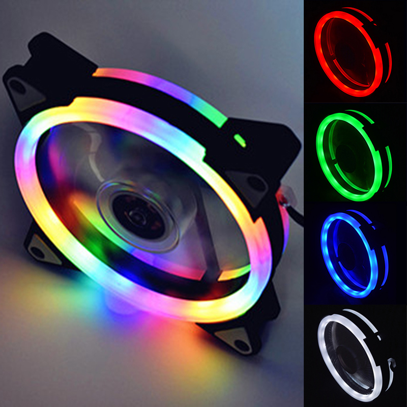 Double-sided Computer Power Supply Fan Computer LED Fans Aurora LED Light Chassis Fan Red Blue Green White Cooler Fans Single