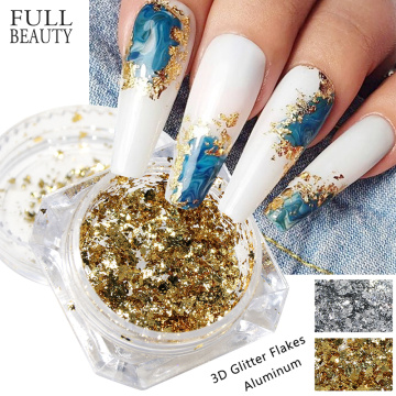 Gold Aluminum Foil Sequin for Nail Gorgeous Glitter New Year Design Irregular Flake Mirror Powder Manicure Accessories CHCB01-08