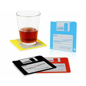 6pcs Food Grade Silicone Floppy Disk Cup Mat Coasters Drink Coasters Decor Bar Accessory Disk Coasters Retro Drink Cup