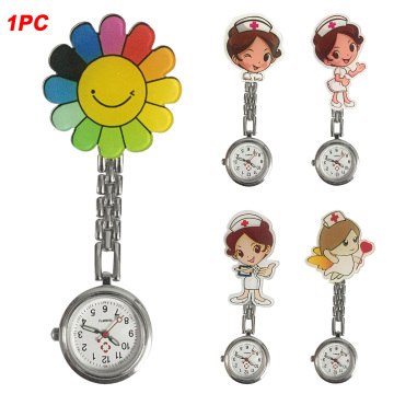 Women Stethoscope Round Dial Clip Fashion Gift Durable Lapel Hanging Pin Buckle Cute Cartoon Nurse Watches Medical