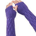 1 Pair Fold Pattern Women Girls Knit Arm Warmer Gloves Winter Autumn Stripe Arm Wrist Sleeve Mittens