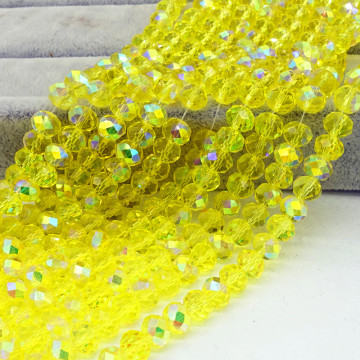 Hot Lemon half ABC Rondelle Faceted Crystal Glass Loose Beads Jewelry Making DIY 3mm4mm6mm8mm10mm