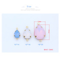Opal color Teardrop Crystal Rhinestone Framed glass Pendant DIY Earring Necklace Findings Connector 2-Hole dangle beads All-Size