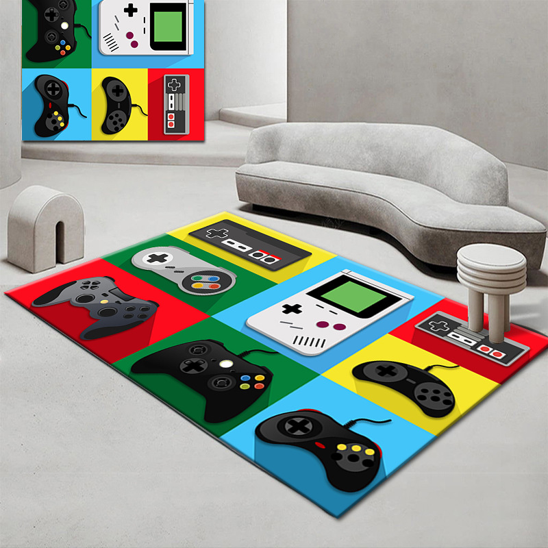 Game Handle Printed Carpet Cartoon Kid Carpets for Living Room Study Mat Washable Non-Slip Area Rugs 120x160cm Bedroom Decor 1pc
