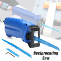 Reciprocating Saw Convert Adapter Metal Cutting Wood Tool Electric Drill Attachment With 3 Blades For Cordless Power Drill
