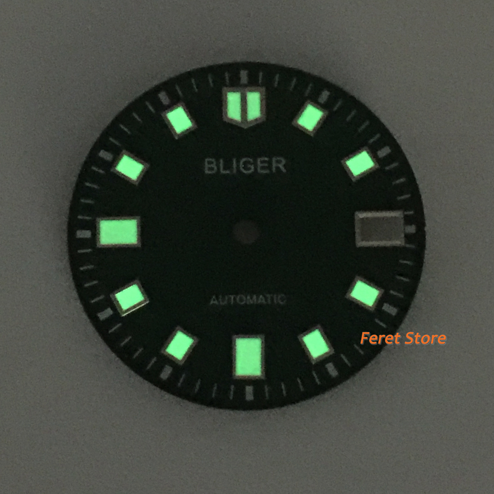 Watch Parts 28.5mm Green/Black Watch Dial Luminous Marks Date Window Suitable For NH35 Automatic Movement Watch Mod Dial