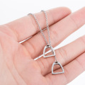 Double Horseshoe Pendant Necklace Stainless Steel Simple Horse Stirrup Jewelry for Women Girls Gift