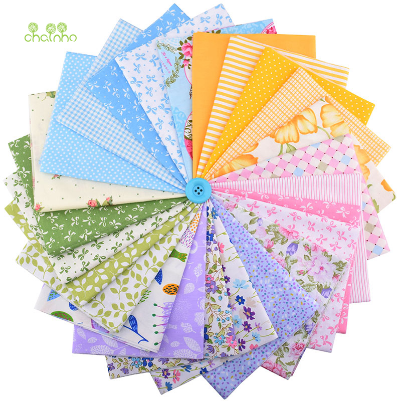 Chainho,25pcs Floral Series,Printed Twill Cotton Fabric,Patchwork Cloth,DIY Sewing Quilting Fat Quarters Material For Baby&Child