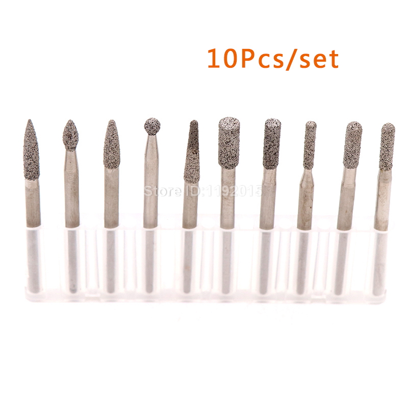 3.0MM Shank Brazed Diamond Burrs For Stone Concrete Ceramic Mill Grinding Heads Head Jade Carving Metal Peeled Agate Granite