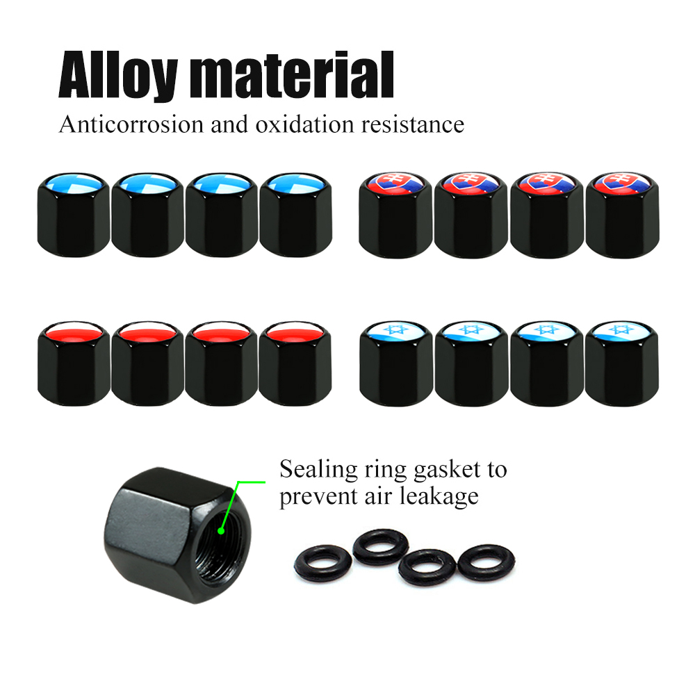 Car Styling Alloy Material Anti-theft National Flag Pattern Car Tire Valve Caps Wheel Tires Tire Stem Air Cap Airtight Covers