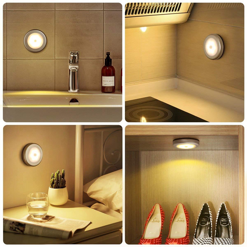 Dersoy PIR Motion Round Sensor Cabinet Light Auto Smart Night Lamp LED Lights For Home Bedroom Closet Kitchen Wardrobe Light