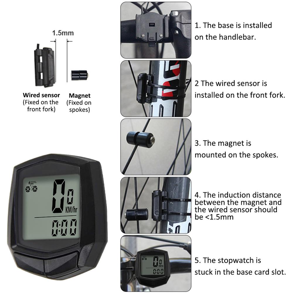 Dsgs Sunding Sd 581 Bike Speedometer Wired Stopwatch Bicycle Computer Cycle Cycling Odometer Accessories