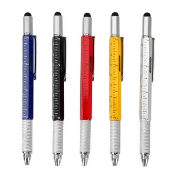 New Arrival 1PCS Pocket 6 in 1 Multi Function Pen with Touch Screen Ruler Level Multi Head Mini Screwdriver Promotion Gifts