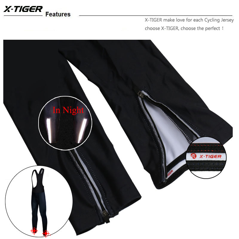 X-Tiger Keep Warm Cycling Bib Trousers Winter Thermal Mountain Bike Pants Bicycle Tights Coolmax 5D Gel Pad Cycling Bib Pants