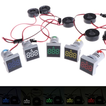 Square LED Digital Dual Display Voltmeter & Ammeter Voltage Gauge Current Meter AC 22MM 0-100A