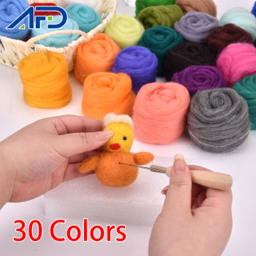 30 Colors 10g/0.35oz Felting Needle Wool Set Roving Wool DIY Felting Tool Handcrafts Fiber Wool for Christmas Gifts Toys Making