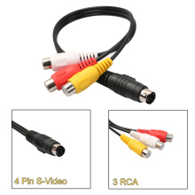 Audio Cable 4 Pin S-Video to 3 RCA Female TV Adapter Cable for Laptop with Female RCA Port and 4 Pin S-Video Port