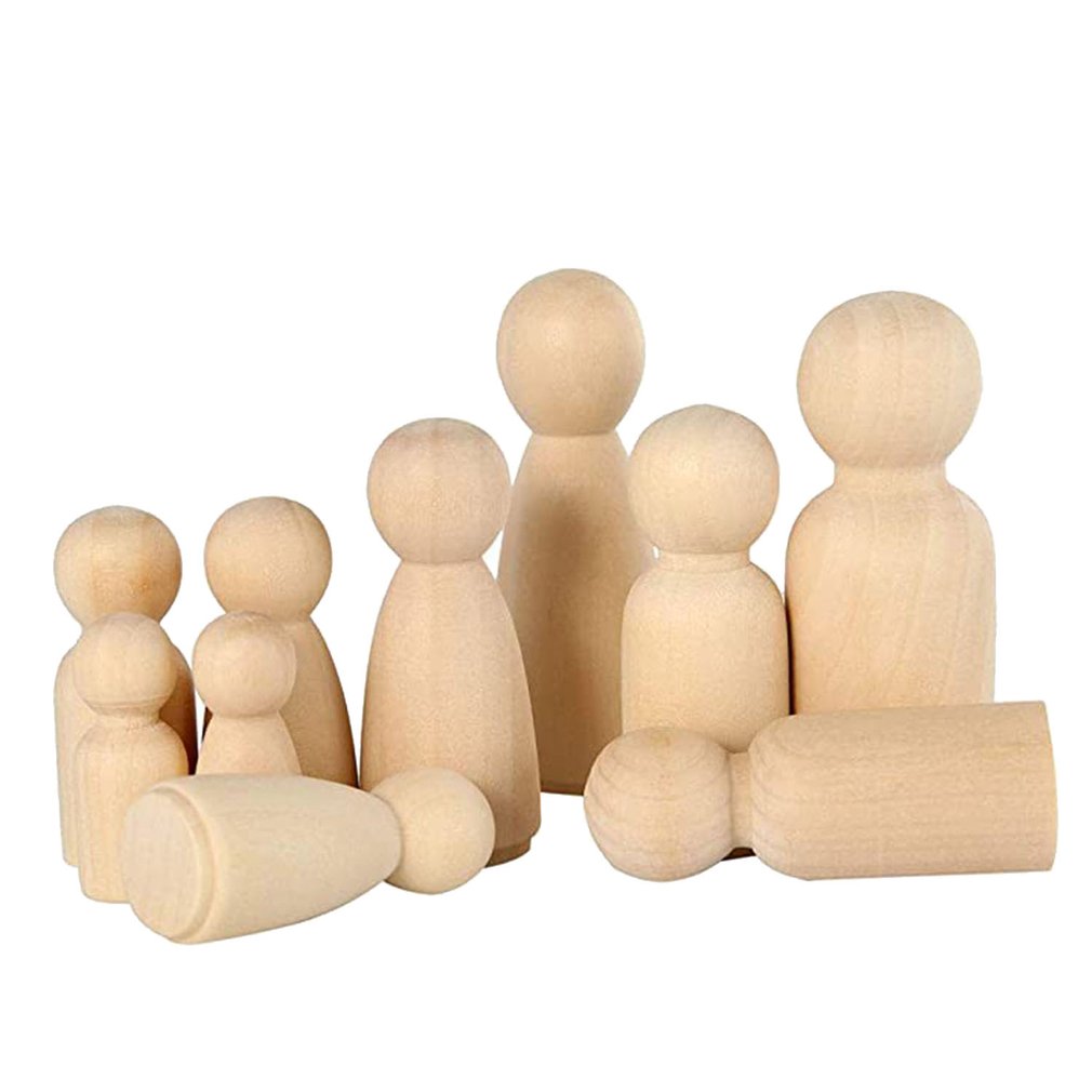 50Pcs Unfinished Wooden Peg Dolls Wooden Tiny Doll Bodies People Decorations Art And Creative Diy Craft For Kids