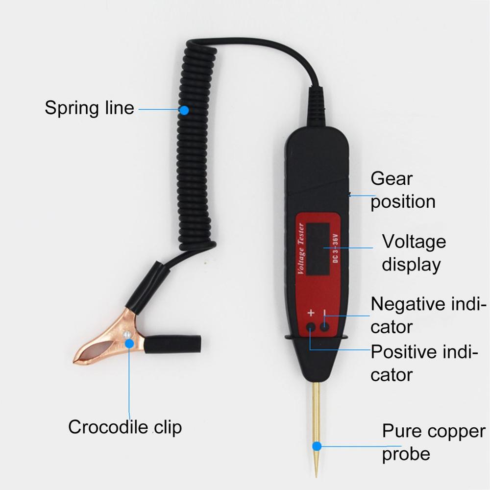 5-36V Car LCD Digital Electric Voltage Power Test Pen Probe Detector Non-Contact Tester Car Accessory LED Light Repair tool