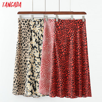 Tangada 2019 fashion women chiffon skirt faldas mujer retro female heart printed skirt high waist beach wear skirts 1D100