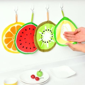 Hangable cartoon fruit pattern hand towels kitchen absorbent rags children's cute handkerchiefs