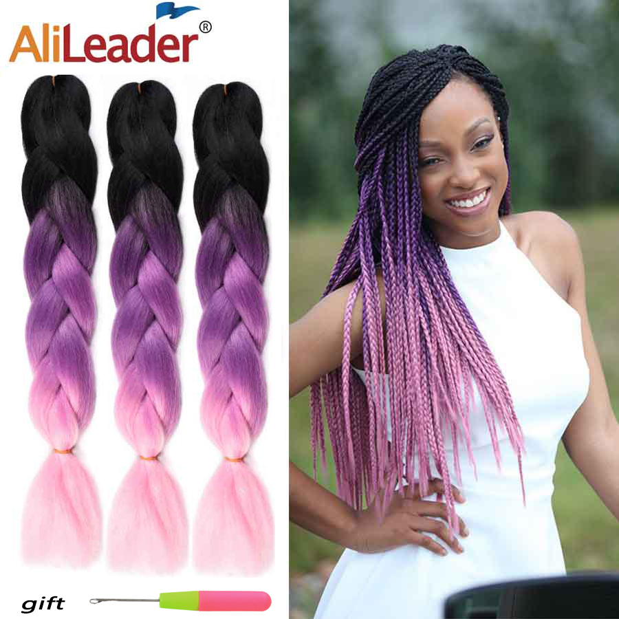 Alileader Jumbo Braids Ombre Blue Purple Red Synthetic Braiding Hair Crochet Braids Hair Extensions Hairstyles 102 Colors