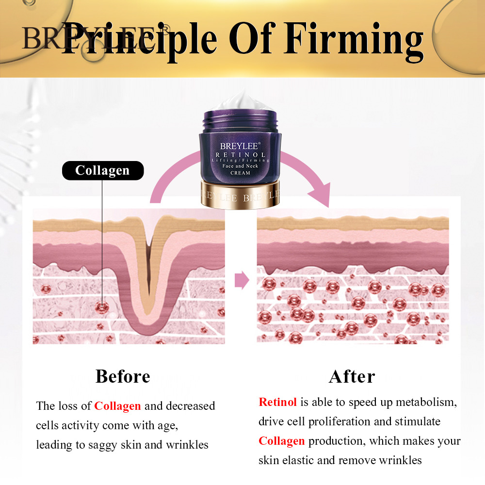 BREYLEE Retinol Firming Face Cream Lifting Neck Anti-Aging Removing Wrinkle Night Day Moisturizer Whitening Facial Skin Care 40g