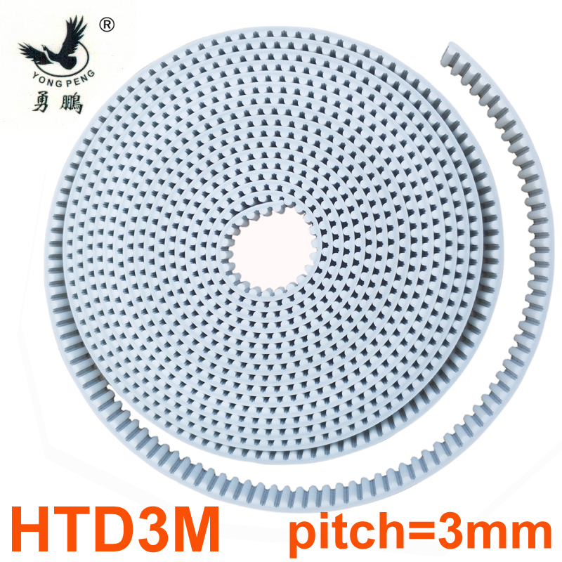 5 meters HTD3M timing belt Width 15 20 30mm Color White PU Polyurethane with steel core HTD 3M open ended belt Pitch 3mm Pulley