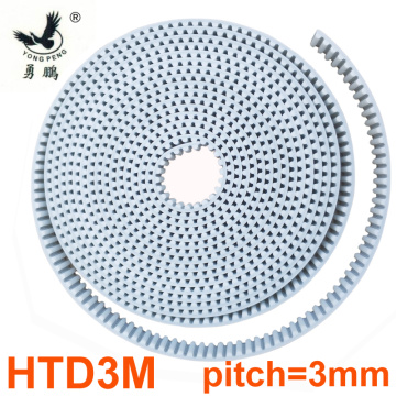 5 meters HTD3M timing belt Width 15 20 30mm Color White PU Polyurethane with steel core HTD 3M open ended belt Pitch 3mm Pulley