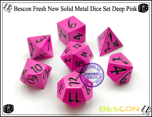 Bescon Fresh New Solid Metal Dice Set Deep Pink-2