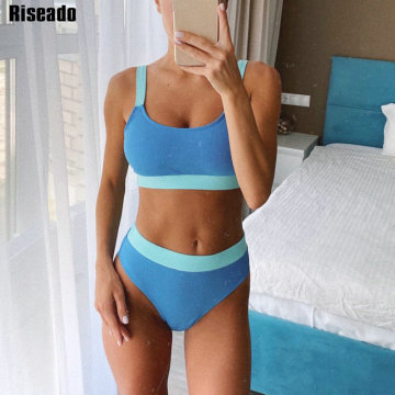 Riseado Sexy Push Up Bikinis Set High Waist Swimsuit Women Swimwear Patchwork biquini Ribbed Bathing Suits 2021 Summer Beachwear