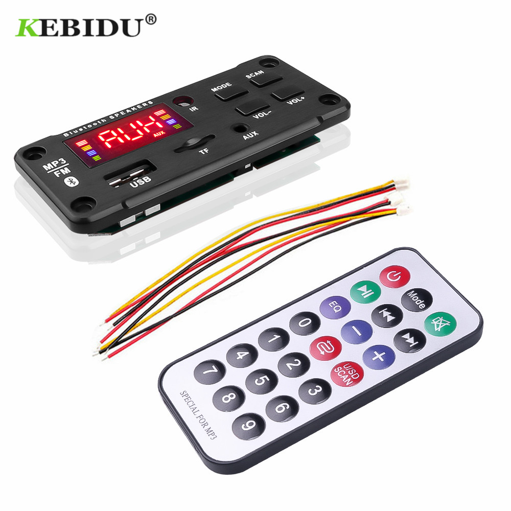 KEBIDU Bluetooth MP3 Decoder Audio Board DC 5V 12V USB Power Supply TF FM Radio MP3 Player For Car Music Speaker+Remote Control
