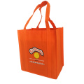 1000pcs/Lot Promotional 100g Thick Bag Reusable Orange Grocery Non Woven Shopping Bag with Long Handle for Shoes Clothing Store