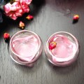 Creative Heart-shaped Double Wall Glass Transparent Heat-resistant Handgrip Glass Juice Drink Cup Coffee Tea Cup Drinkware